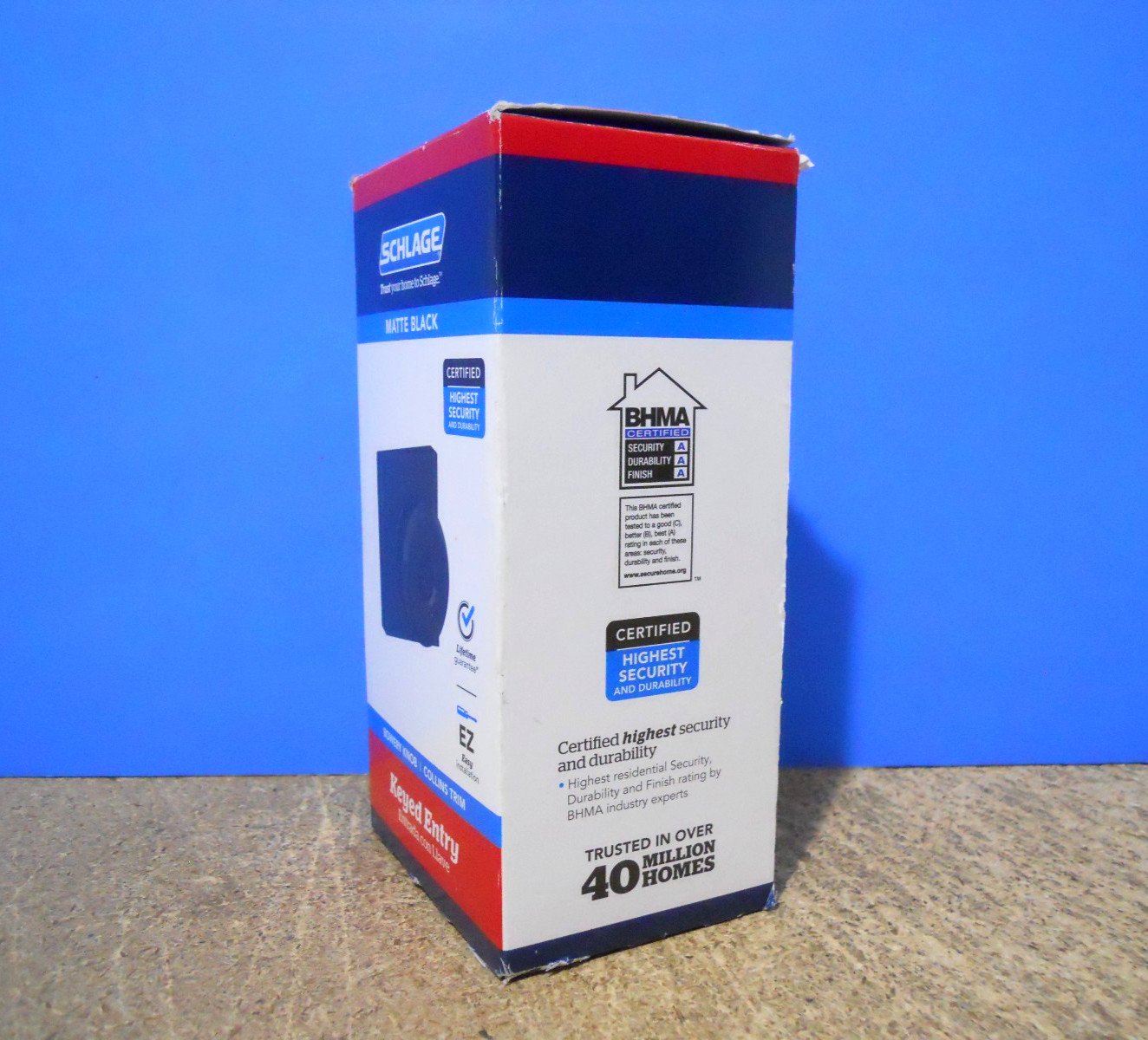 Schlage Keyed Entry Bowery Knob Collins Trim Matte Black F51A G BWE 622