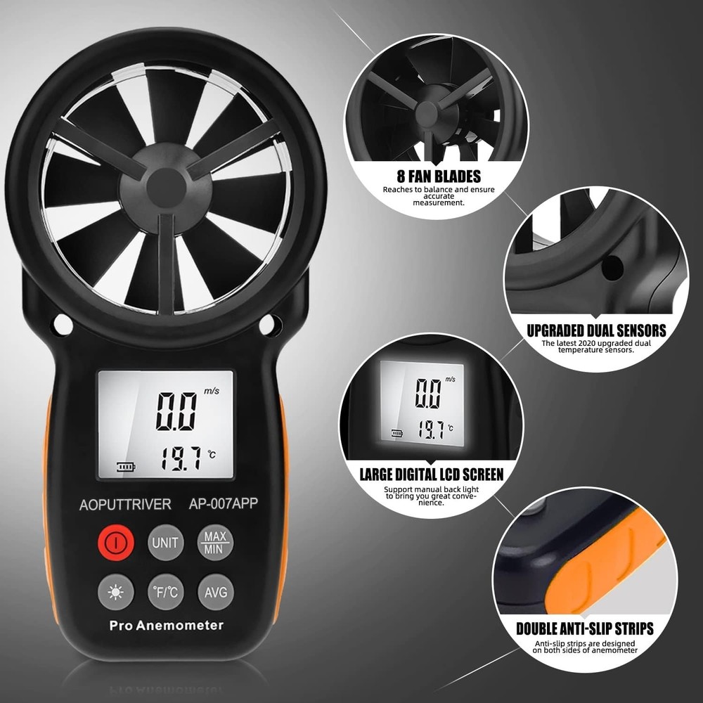 BTMETER Digital Handheld Wind Speed Meter for Wind Chill, Air Velocity Bluetooth