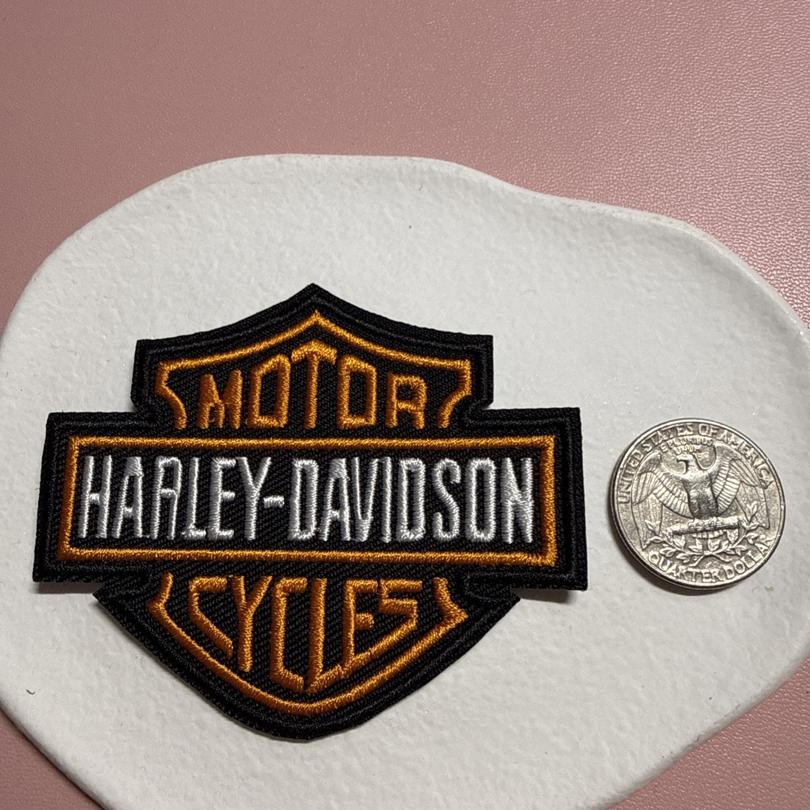 Harley Davidson Classic Orange Logo Iron-on embroidery Patch Size 2 X 3 inches