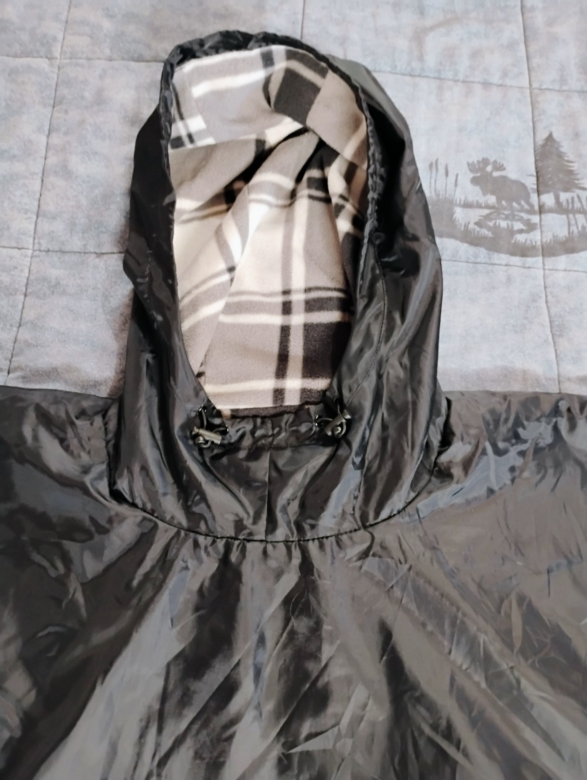 Rain Poncho Serra Hoodie Fleece Lined Black Poncho Unisex One Size Fits All