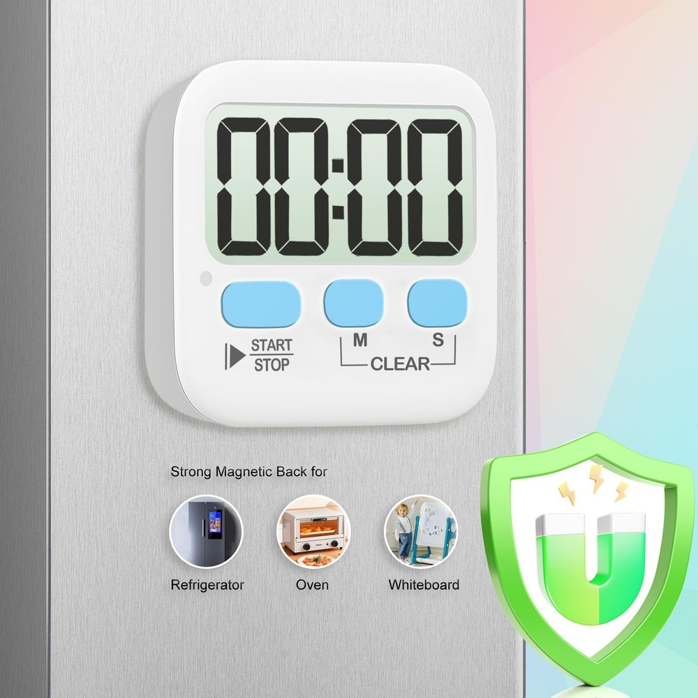 2 Pack Digital Kitchen Timers Countdown Timers with Magnetic Backing Stand