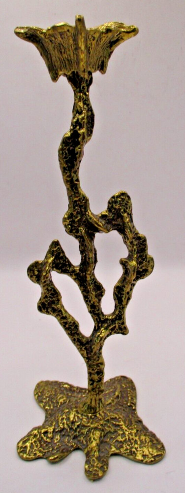 BRUTALIST WAINBERG SOLID BRASS CANDLESTICK ISRAEL