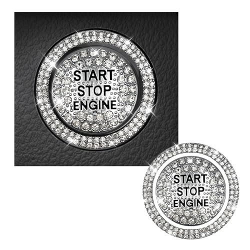 Bling Car Push Start Button Sticker, Sparkling Rhinestones Fully Protect White
