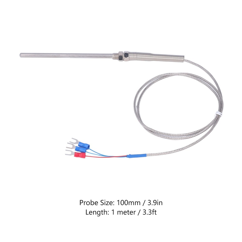 1 Meter Length 100mm Probe Thermocouple PT100 Temperature Sensor Probe Accessory