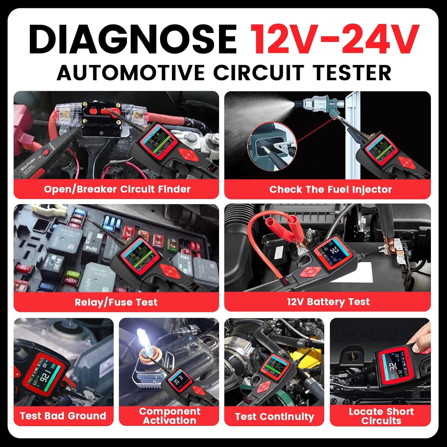 Topdiag P200 Automotive Circuit Tester Power Probe 9~30V Multimeter + 20ft Cable