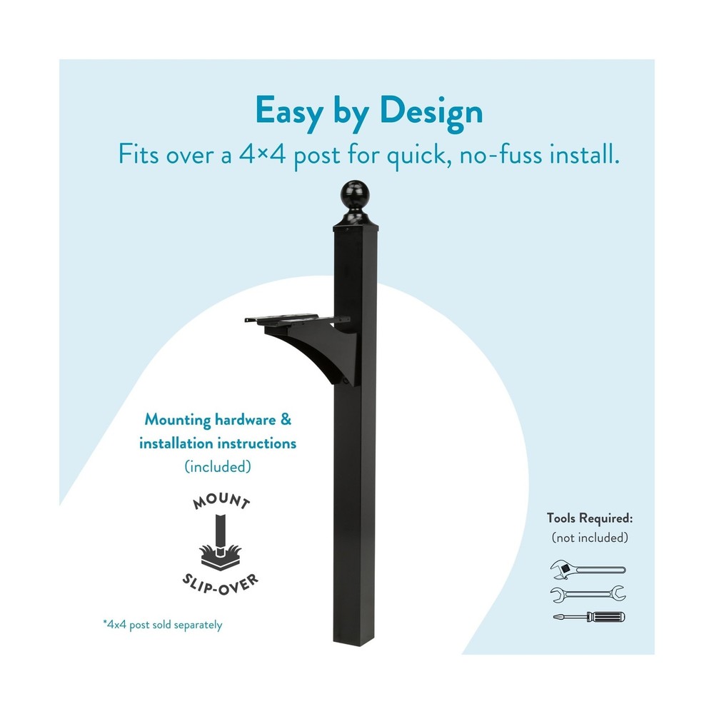 Architectural Mailboxes Landover Aluminum Mailbox Post, Black