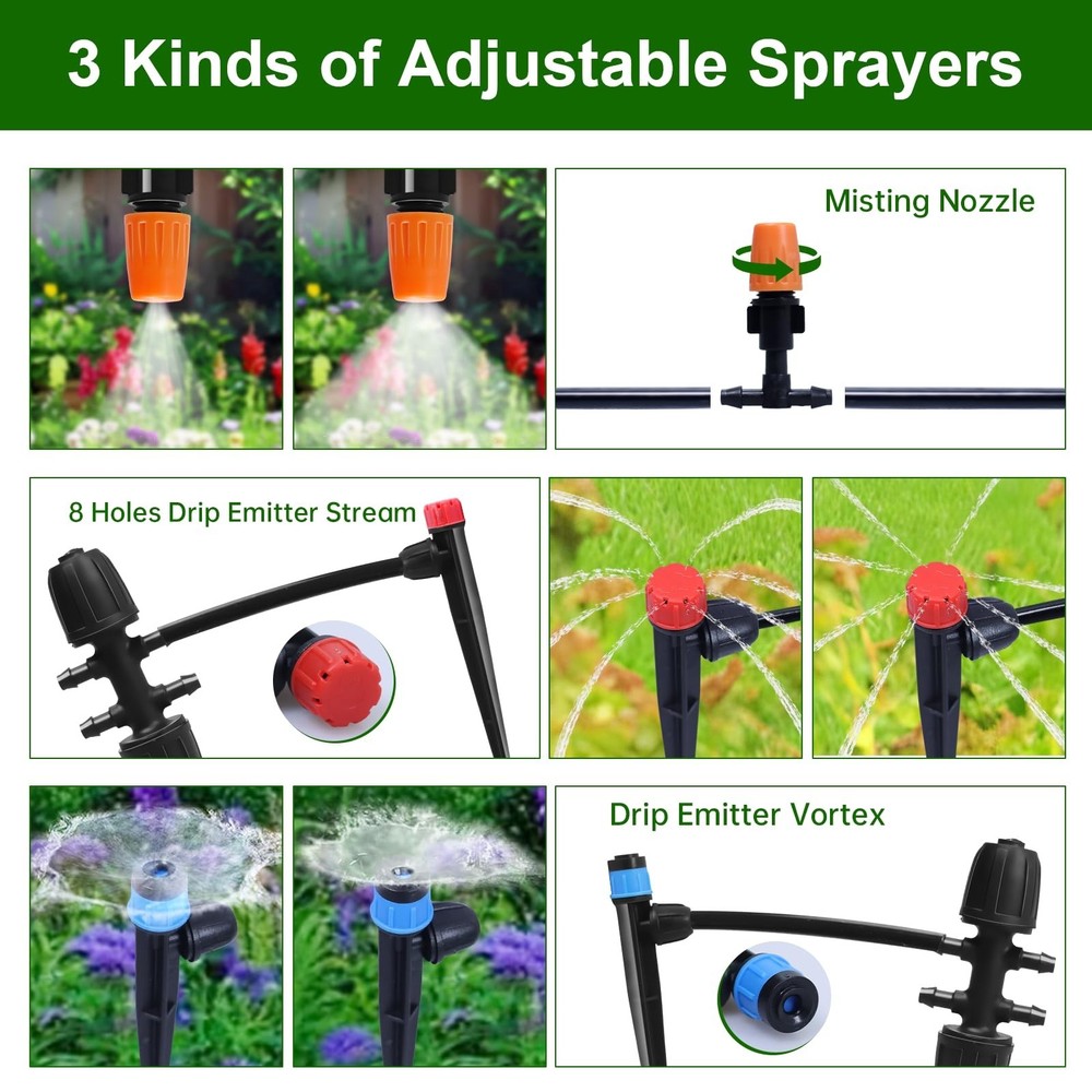 260 FT Drip Irrigation System Kit, Automatic Garden Watering System with 2/5"...