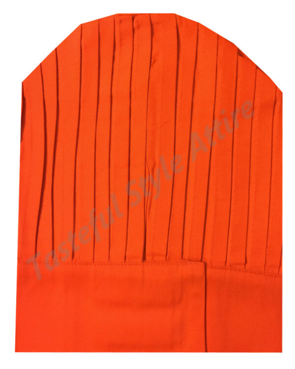Adjustable Pleated Chef Tall Hat Orange Stylish Chef Tall Hat Kitchen chef hats