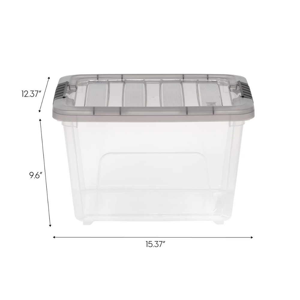 IRIS USA 19 Qt Plastic Storage Bins w/ Lids, Clear Latching Stackable Totes, 4pk