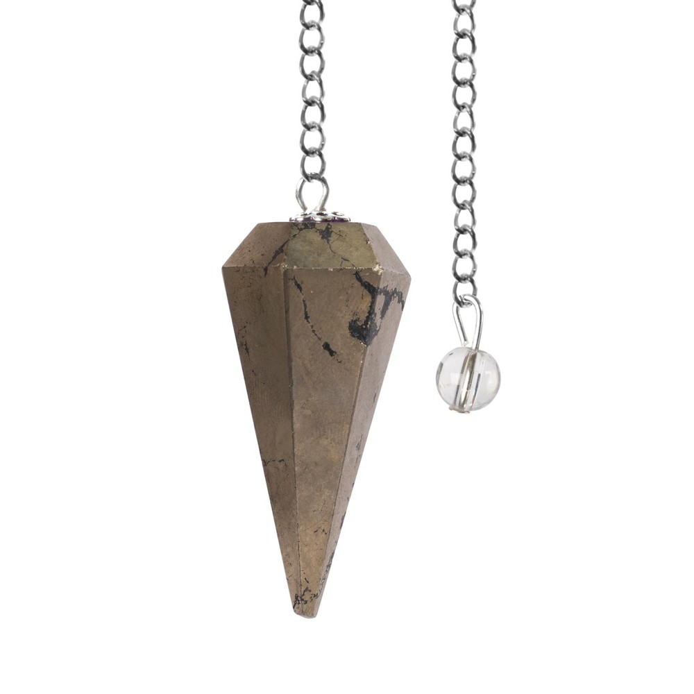 Pyrite Pendulum Crystal Stone, Faceted Pendulum Divination Tools, Dowsing