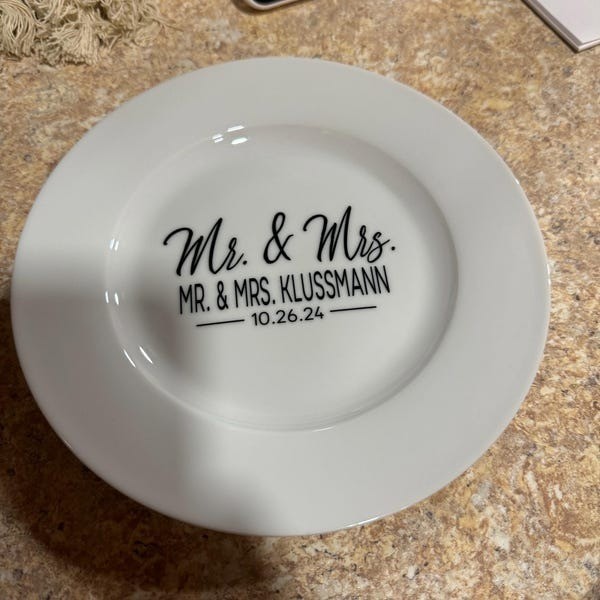 Personalized Stamped Elegance Wedding Plate, Wedding Keepsake
