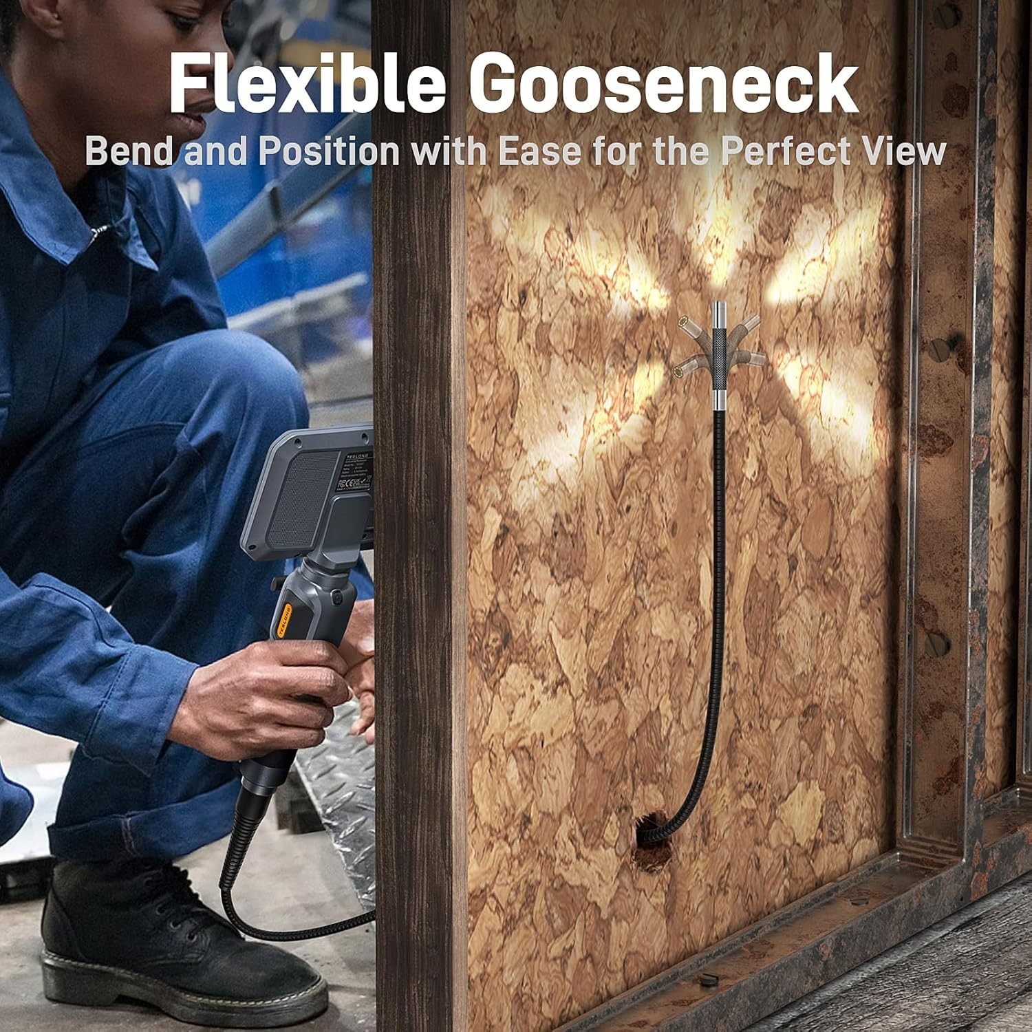 Teslong Two-Way Articulating Borescope 5.5mm Slim Probe Industrial Endoscope