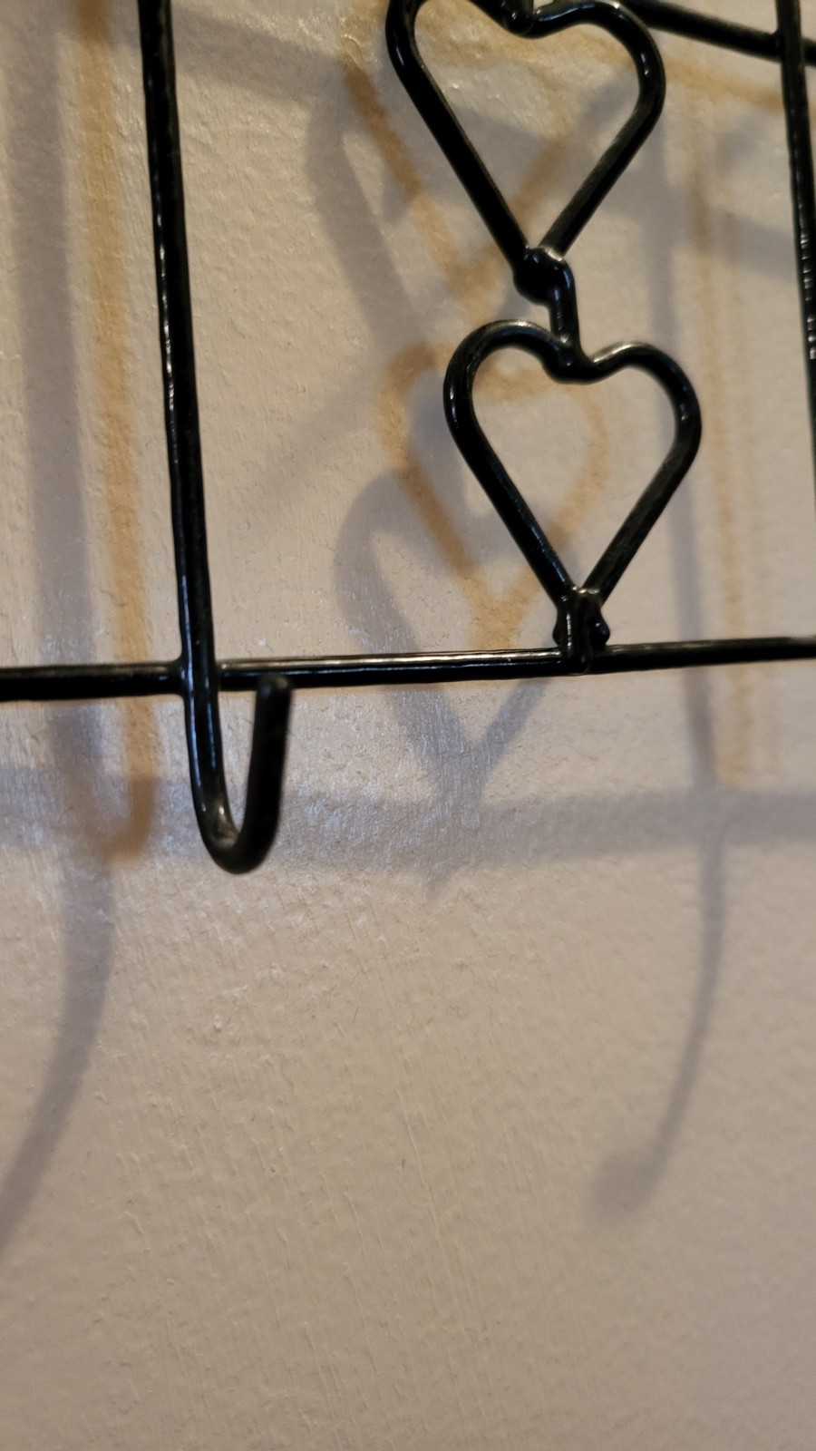 Vtg Black Wire Thread Holder Spools Granny Core Country Wall Heart Decor