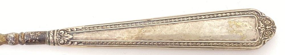 Vintage Sterling Silver Handle Button Hook 7.75” Victorian - Stainless Hook