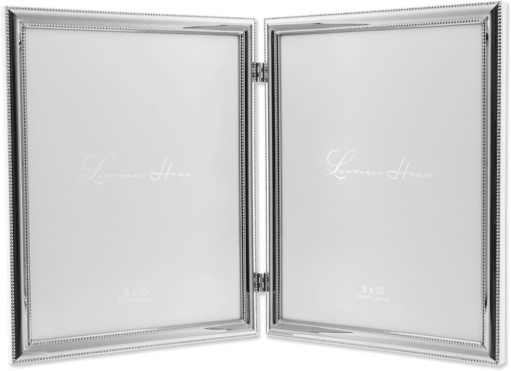 Lawrence Frames 510780D Silver Plated Double Bead Hinged 8x10 Double,