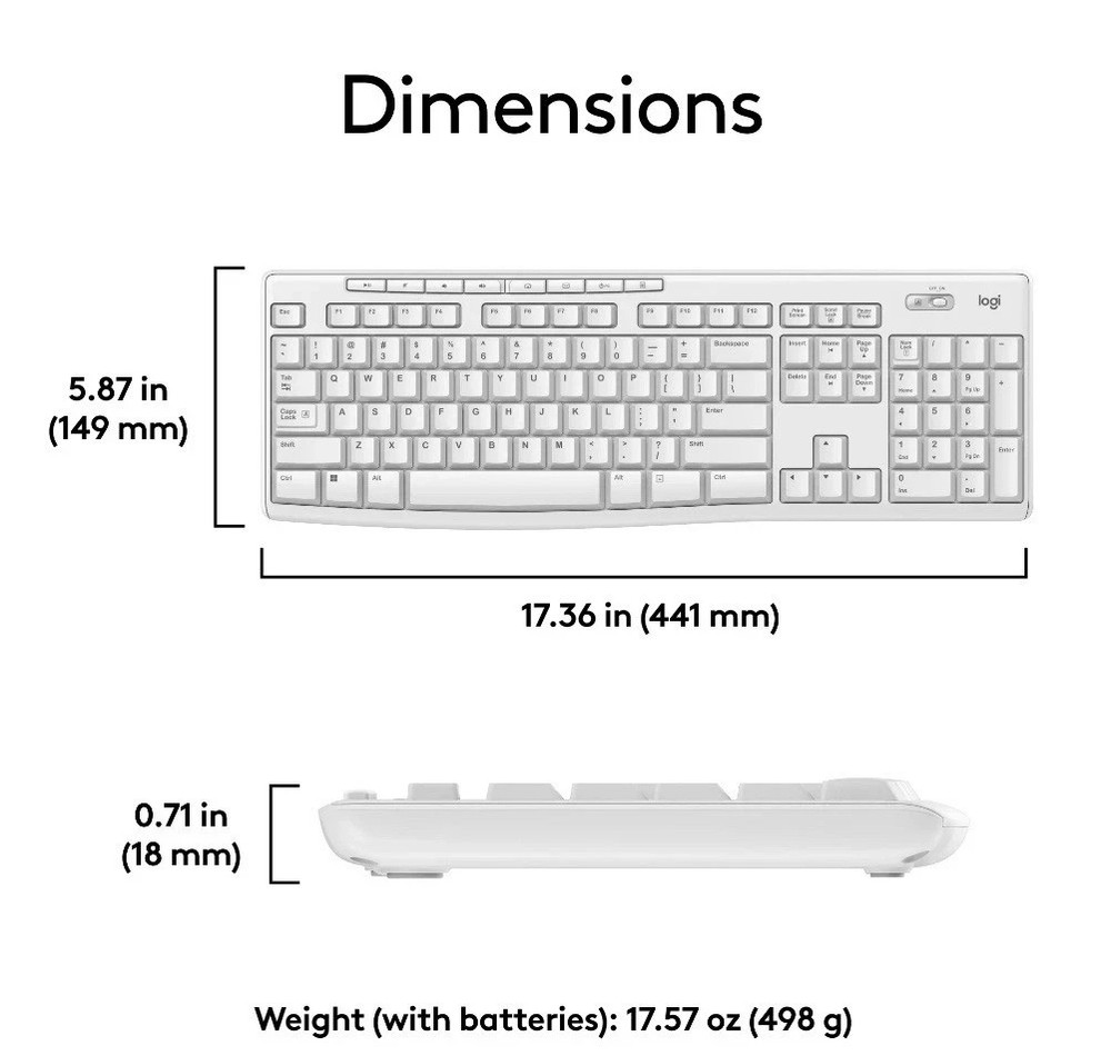 BRAND NEW Logitech FULL SIZE Wireless Combo Keyboard & Mouse ⚪ White