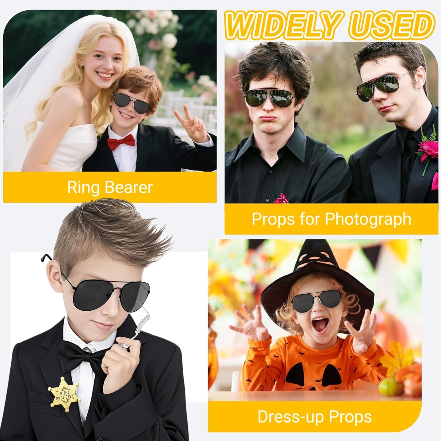 4 Pack Ring Wedding Bearer Set,Ring Security Wedding with Sun Glasses Security B