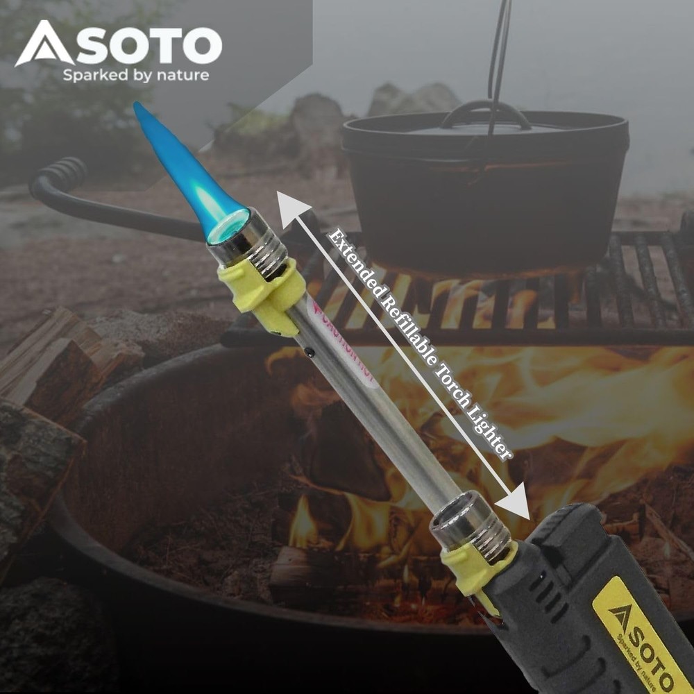 Refillable Pocket Torch Lighter for Camping, BBQ, Grill - Wind-Resistant Butane