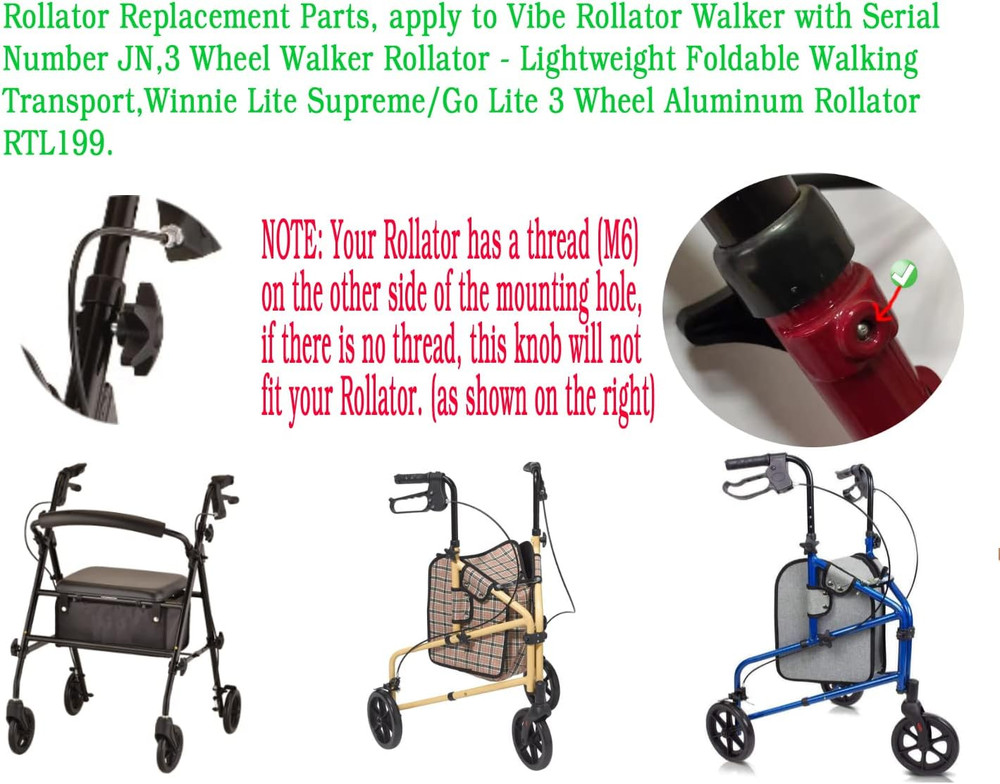Rollator Height Adjustment Knob,Rollator Replacement Parts for Vibe Rolling