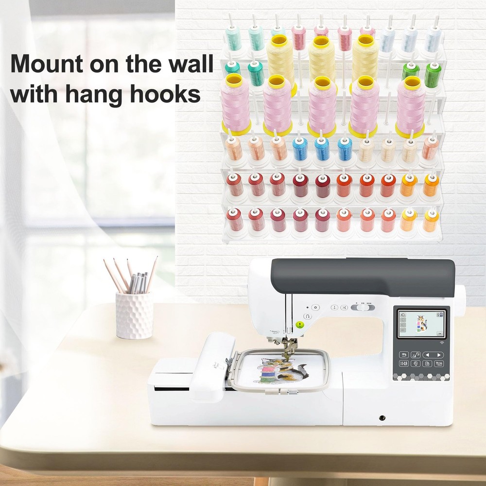 Thread Rack with 60 Spools Large Stand White Plastic Holder Storage STS-60D