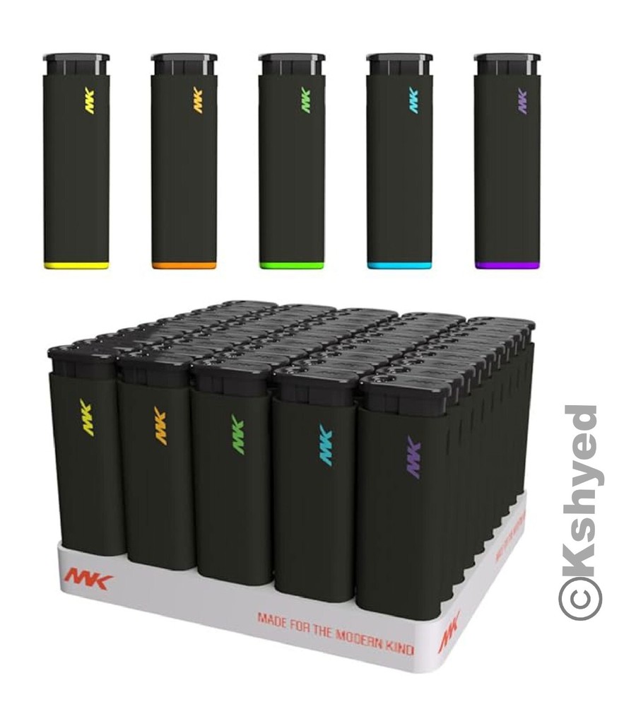 MK Jet Black Lighter, Striking Design Windproof Butane Refillable Lighter (7 Pk)