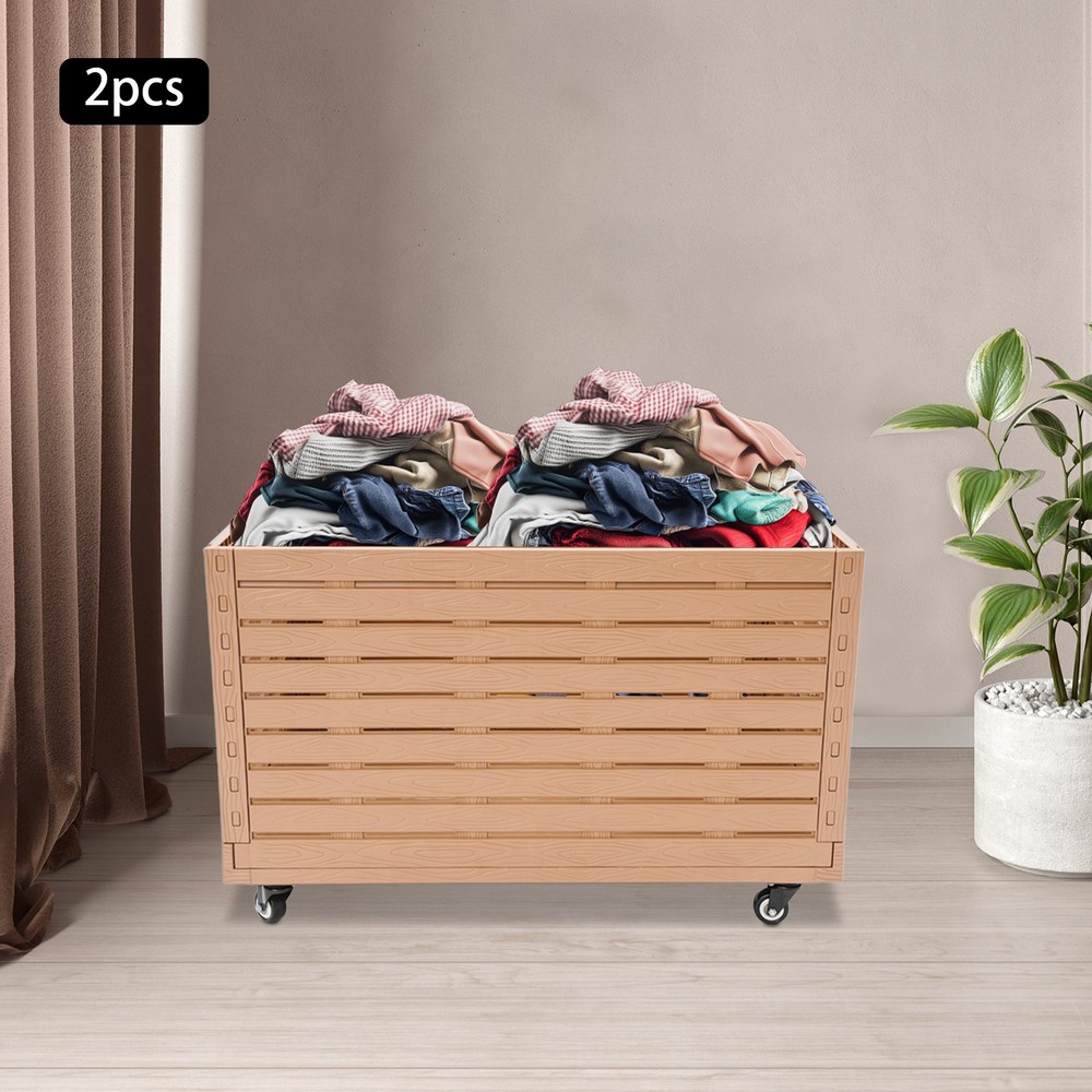 2PCS Foldable Storage Bins Storage Bin Large Capacity Storage Basket with 360°