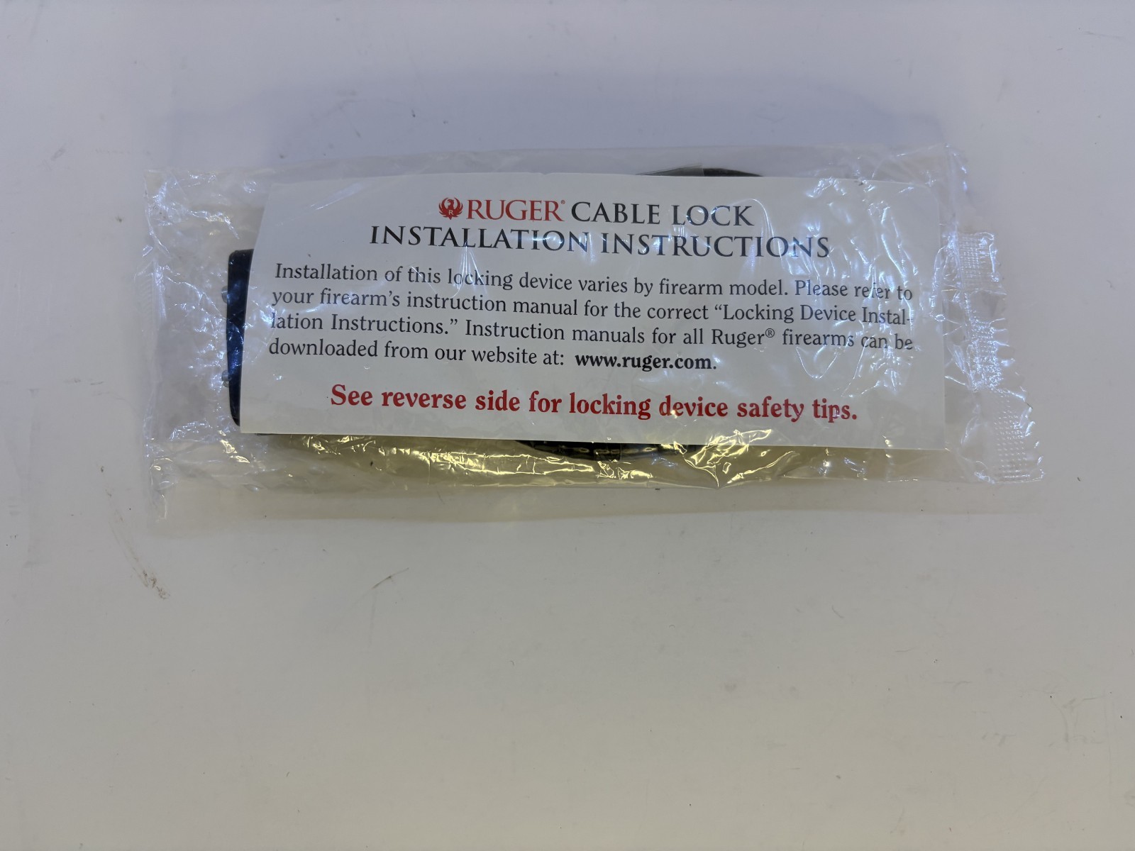 Ruger Black Cable Gun Lock With Instructions and 2 Keys NEW (R15LC3)