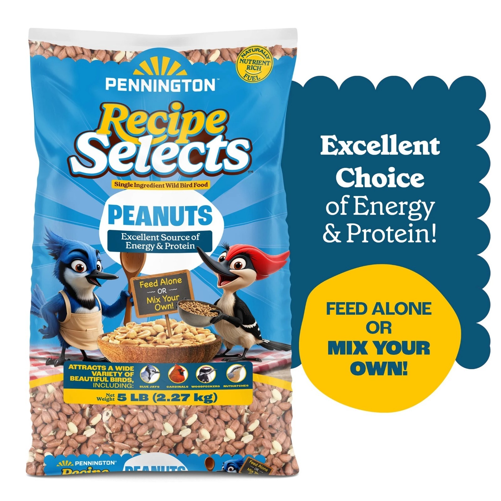 Pennington Shelled Peanuts Wildlife and Wild Bird Food, 5 lb. Bag, 1 Pack, Dry