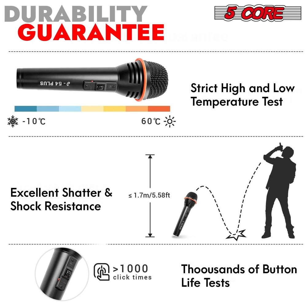 5Core Microphone 3Pc Dynamic Metal Mic Karaoke Singing XLR Handheld Microfono