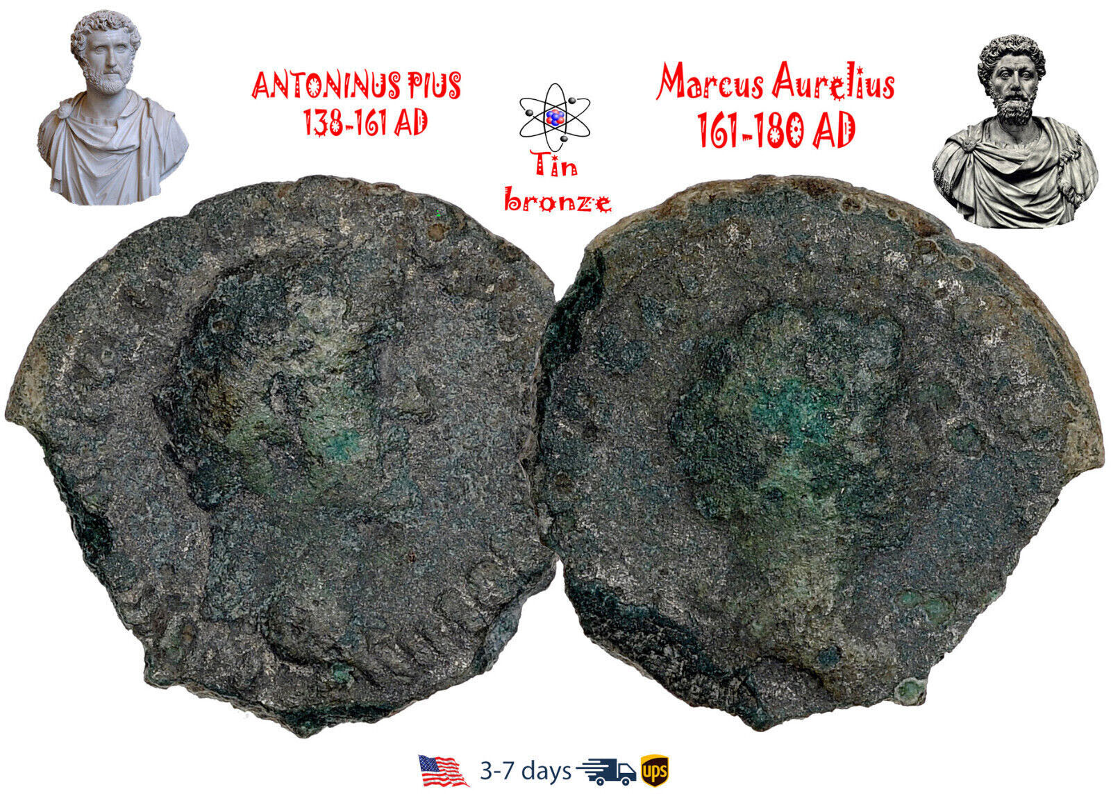 Ancient Roman Empire Coin Tin bronze Denarius Marcus Aurelius honor A PIUS#30578