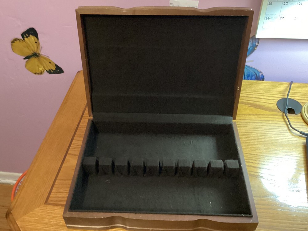Wooden Original Vintage Sterling Silverware Box Hinged Case Only