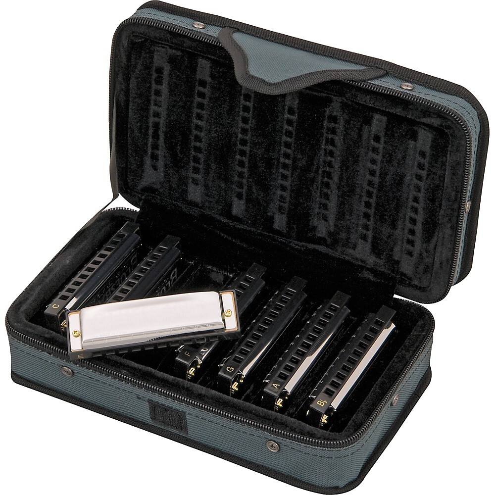 Hohner Blues Band 7 Piece Harmonica Set With Harmonica Holder