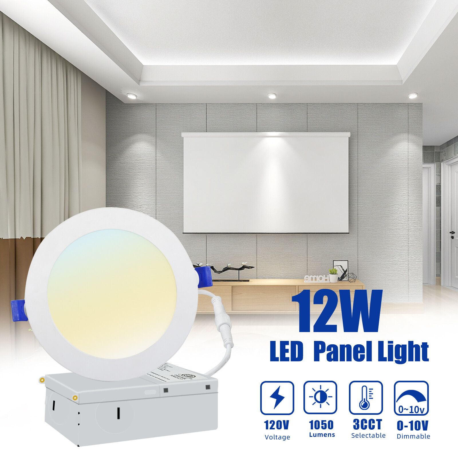 6 Pack / 12 Pack 6 Inch LED Recessed Light with 3CCT - Canless Ultra Thin Wafer