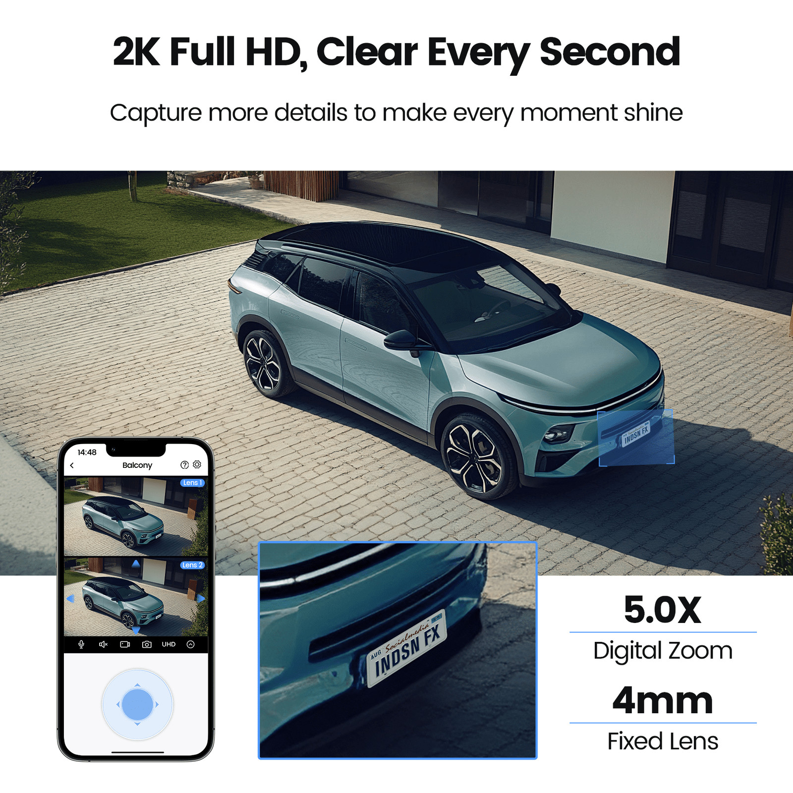 Losei 8MP 4K Outdoor Smart Security Camera, 360 Pan Tilt, Dual Lens with 5X