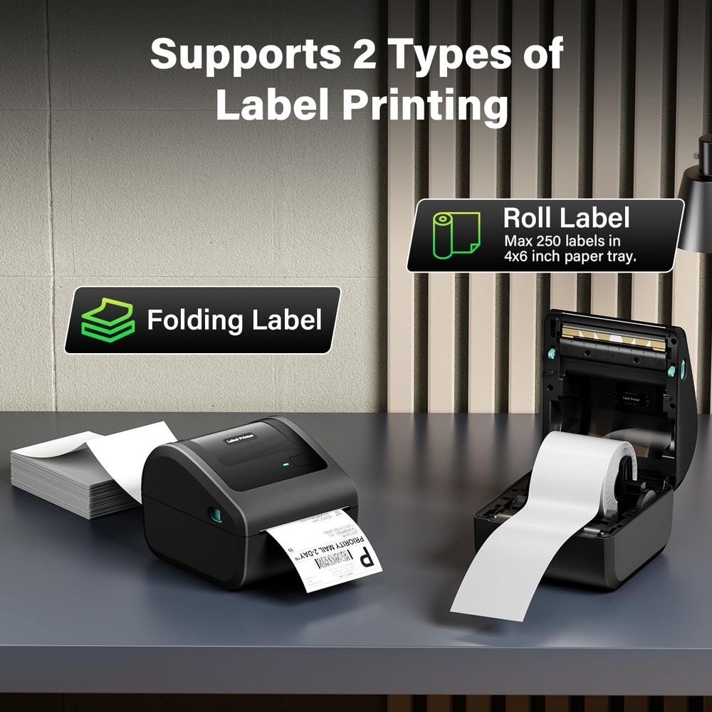 Phomemo D450BT 4x6 Wireless Shipping Label Printer with 500pcs labels