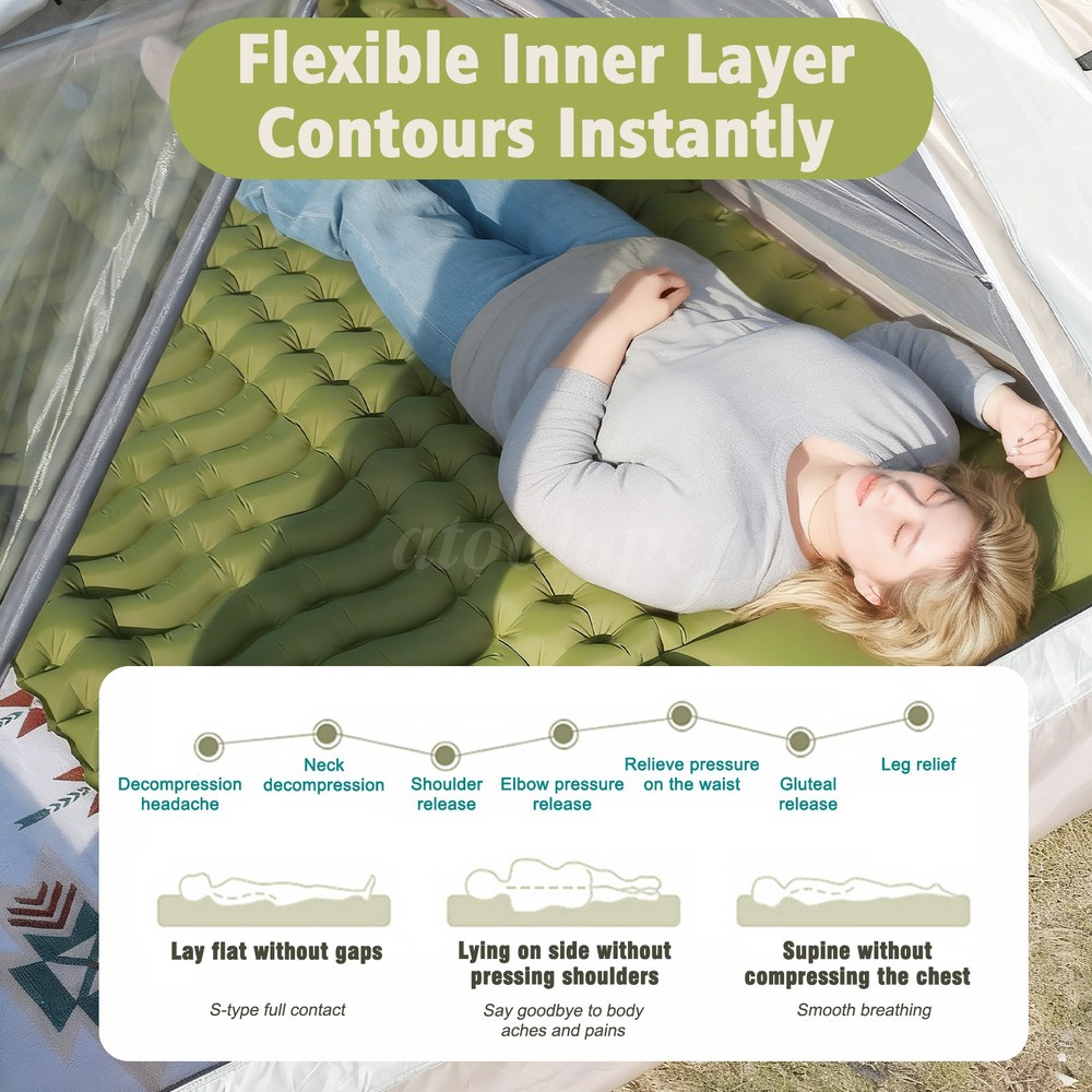 Double Sleeping Pad For Ultralight Camping Compact Inflatable Portable Mat