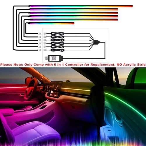 6 in 1 USB Acrylic Interior Car Lights Controller with Button Control,