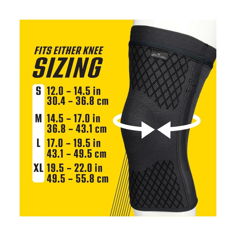 FUTURO Premium Compression Knee Sleeve with Stabilizers, Removable Stabilizer...