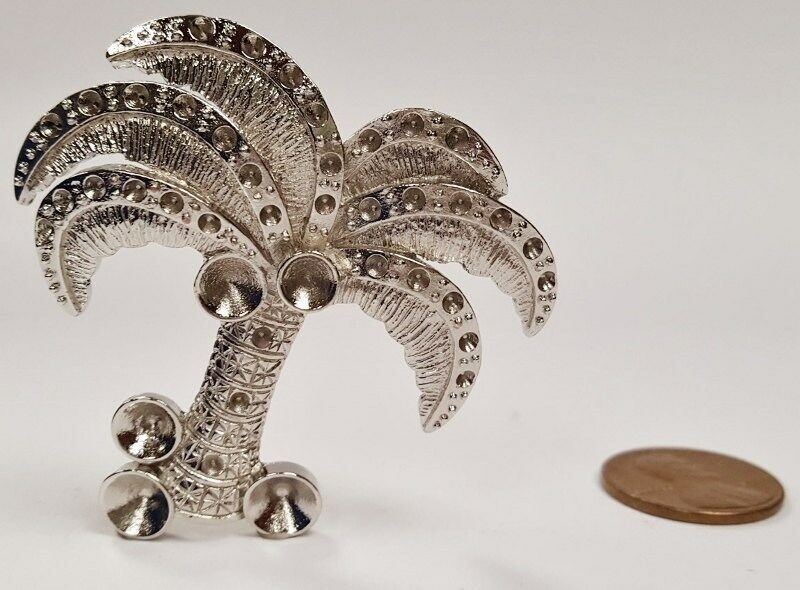 1 Retro Silver Palm Tree 46x47mm. Unset Rhinestone Setting Finding E306