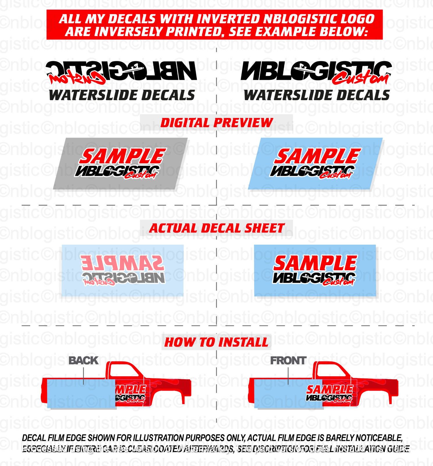 1/64 Scale SKYLINE R34 Custom Universal WaterSlide Decal for Hot Wheels a1