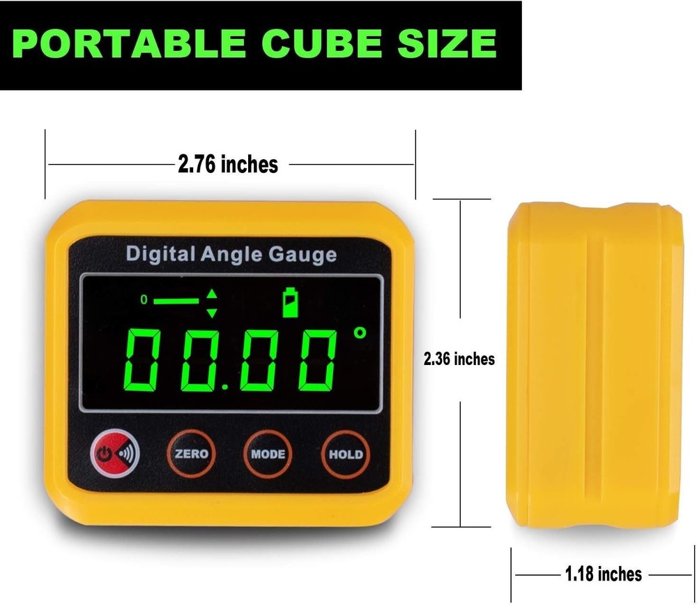 Versatile Magnetic Digital Level Gauge with Memory Functions - Yellow Protractor