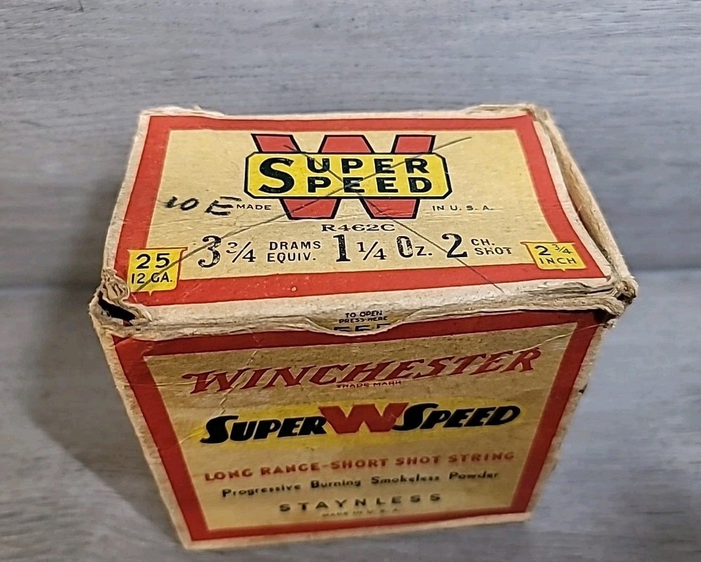 Vintage Winchester Super Speed 12 GA 2 3/4" Shot Shell Long Range Load Box EMPTY