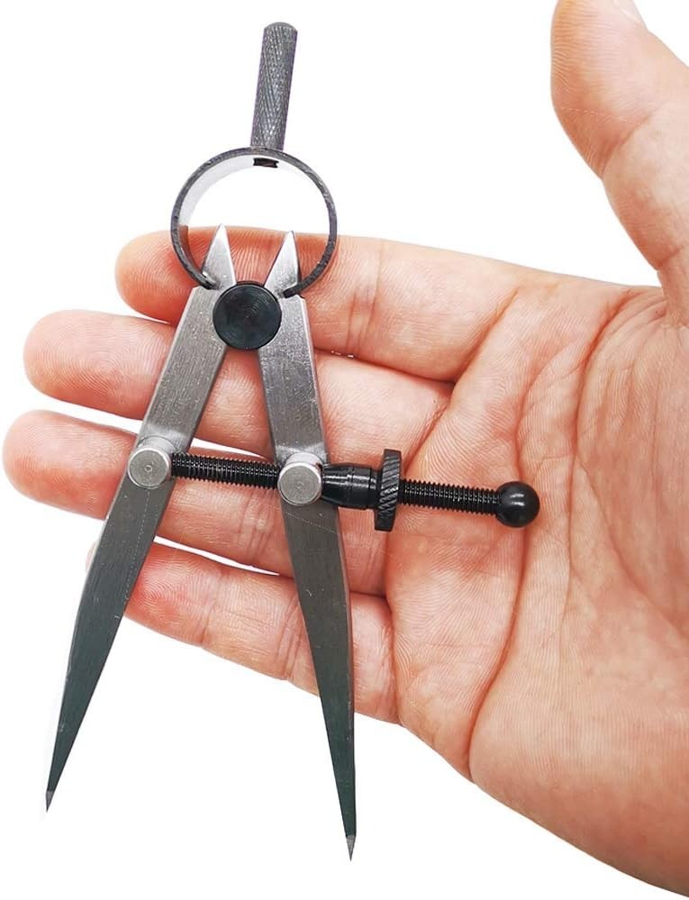 4 Inch Professional Leather Compass, Precision Spring Wing Divider/Scriber, M...