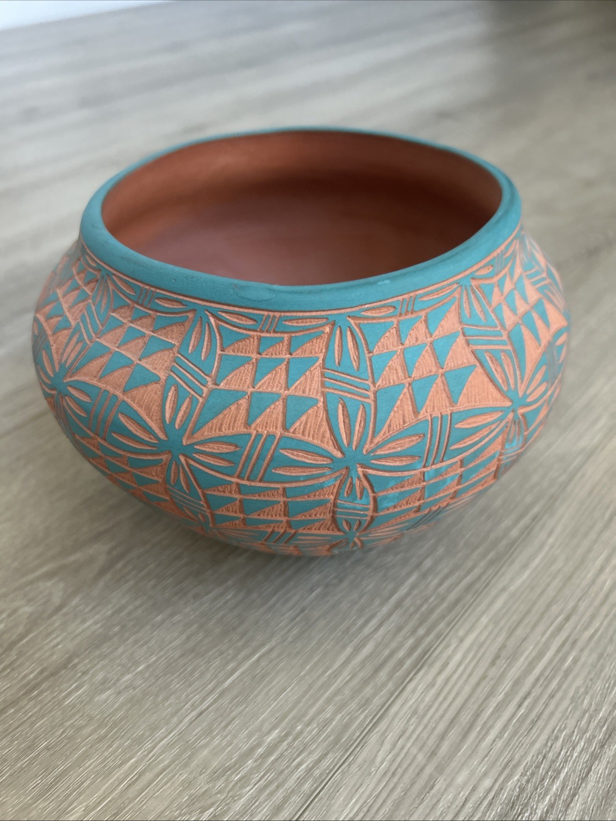 Acoma Etched Pottery Bowl Pot, New Mexico