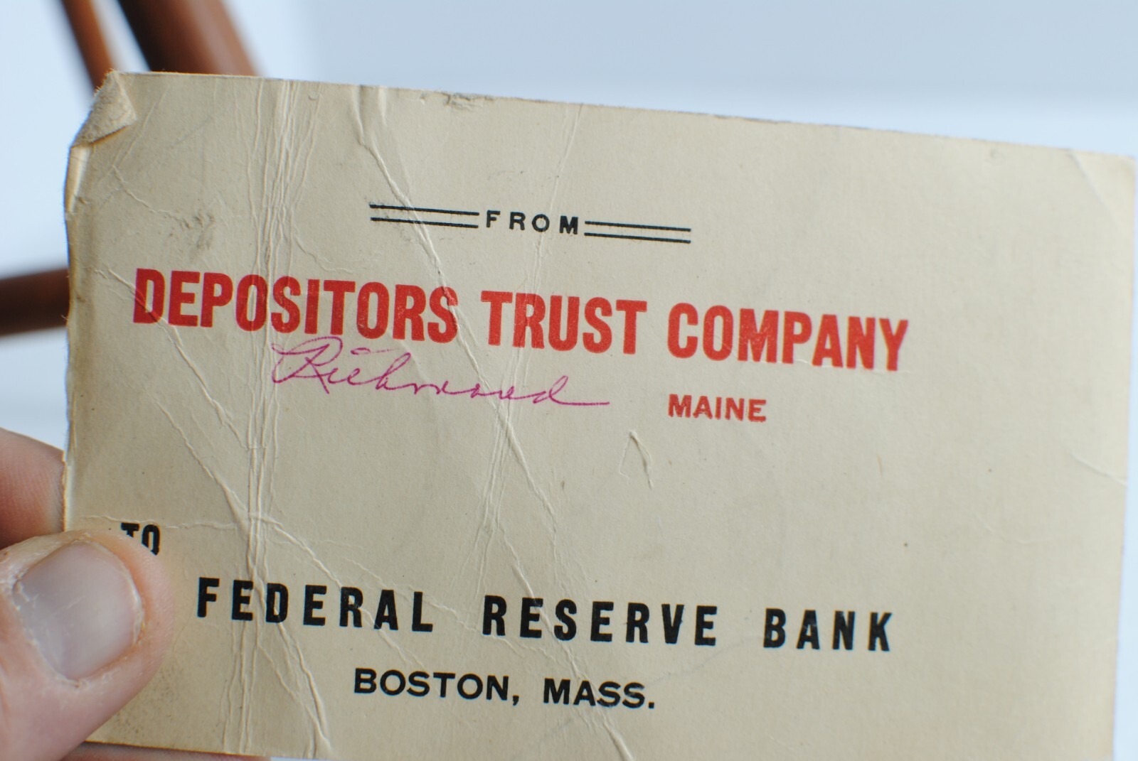 From Depositors Trust Co. to Federal Reserve Bank Boston. Vintage Bank Paper: