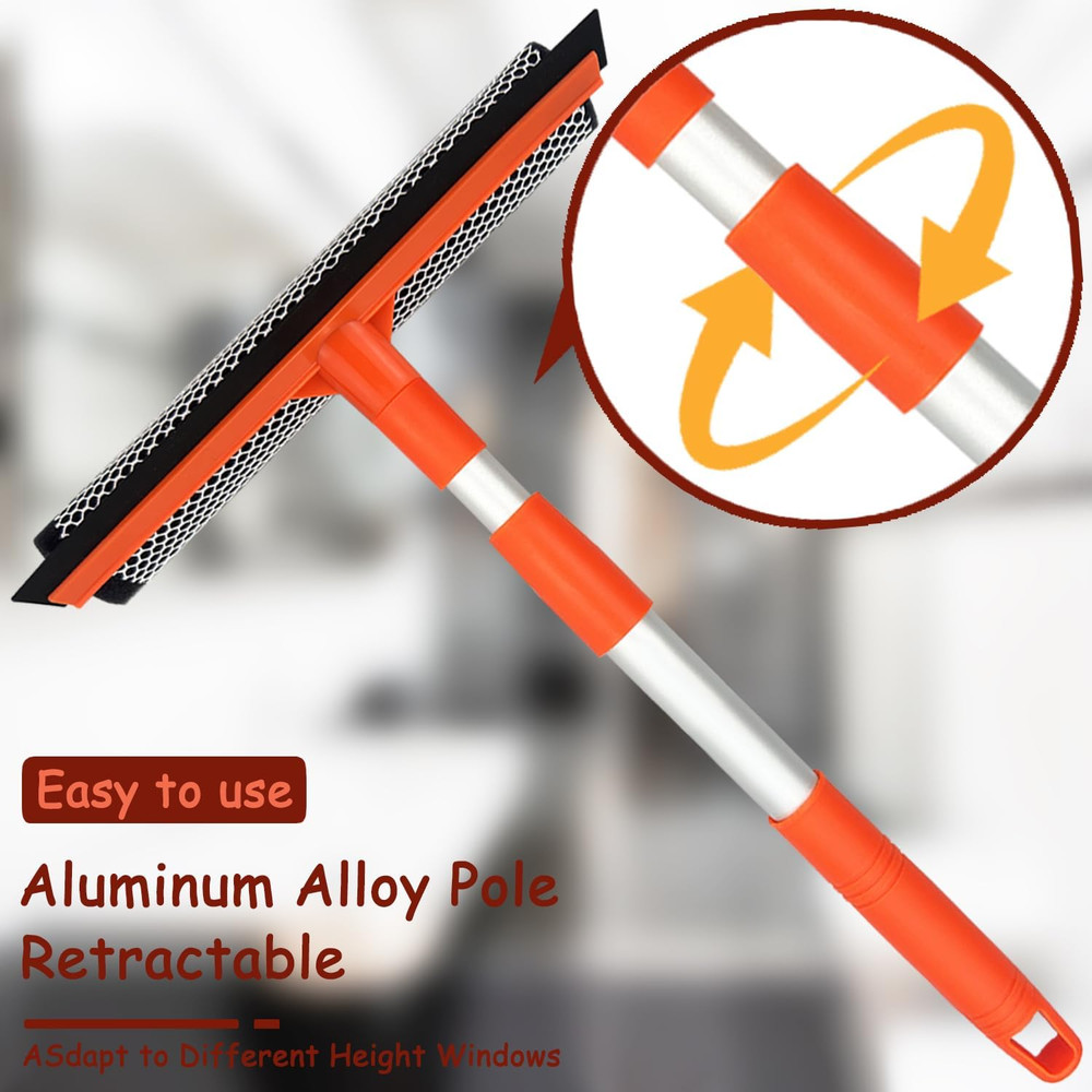 Window Squeegee for Window Cleaning with Retractable Pole, Squeegee Window Cl...