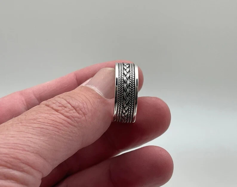Braided Silver Band Ring 925 Sterling Silver All size