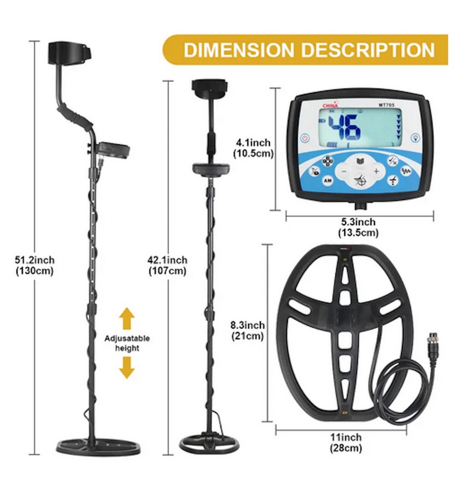 MT705 Detector, Very Sensitive, Discrimination, Back Light, Pin Point, Classic