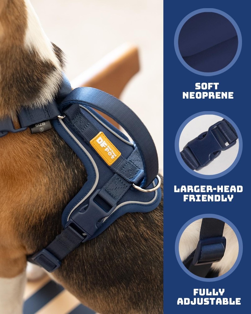 DF Freedom No Pull Martingale Dog Harness, Gentle Control for No Choking, Front
