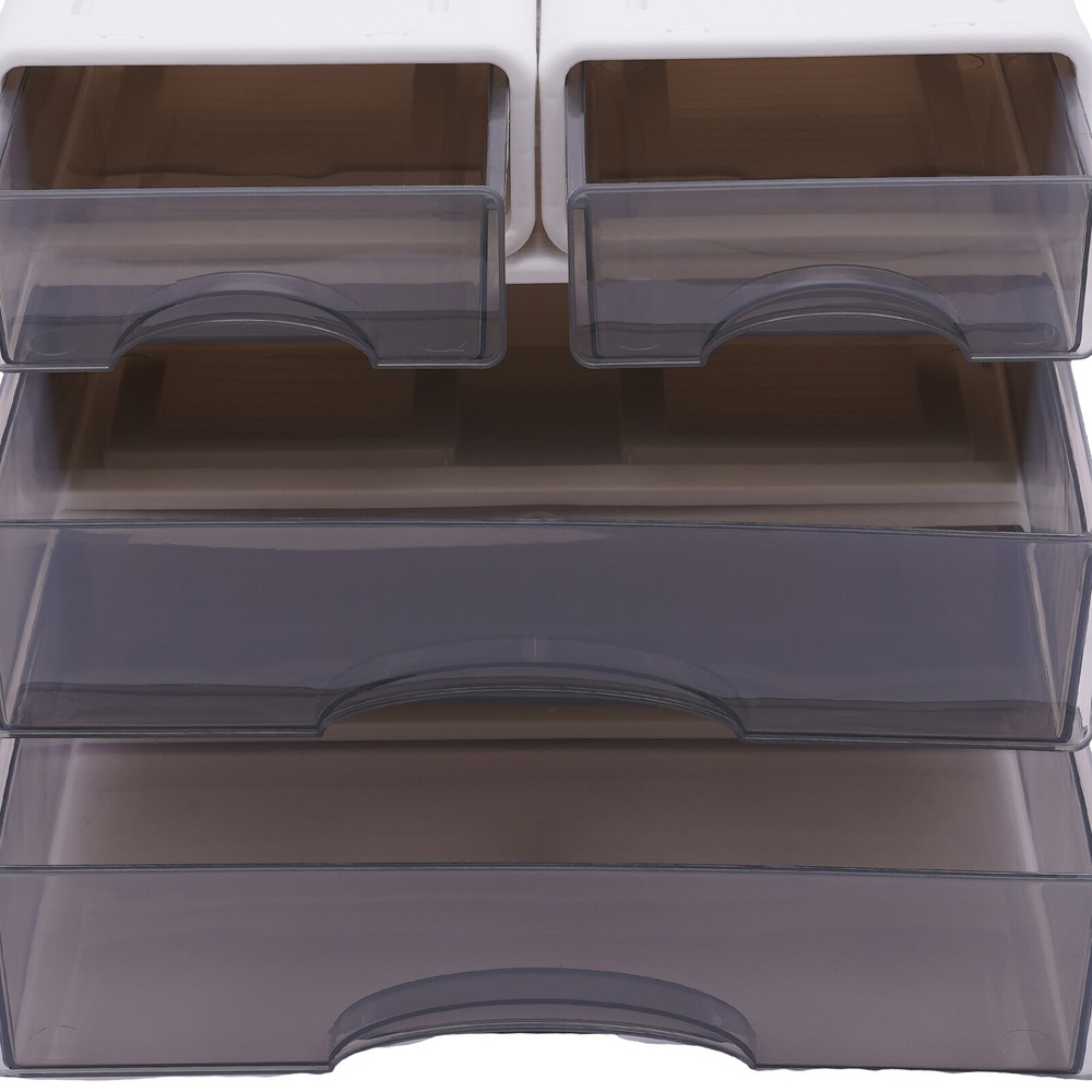 Office Storage Box with 4 Drawers Plastic Stackable Storage Drawers Organizer
